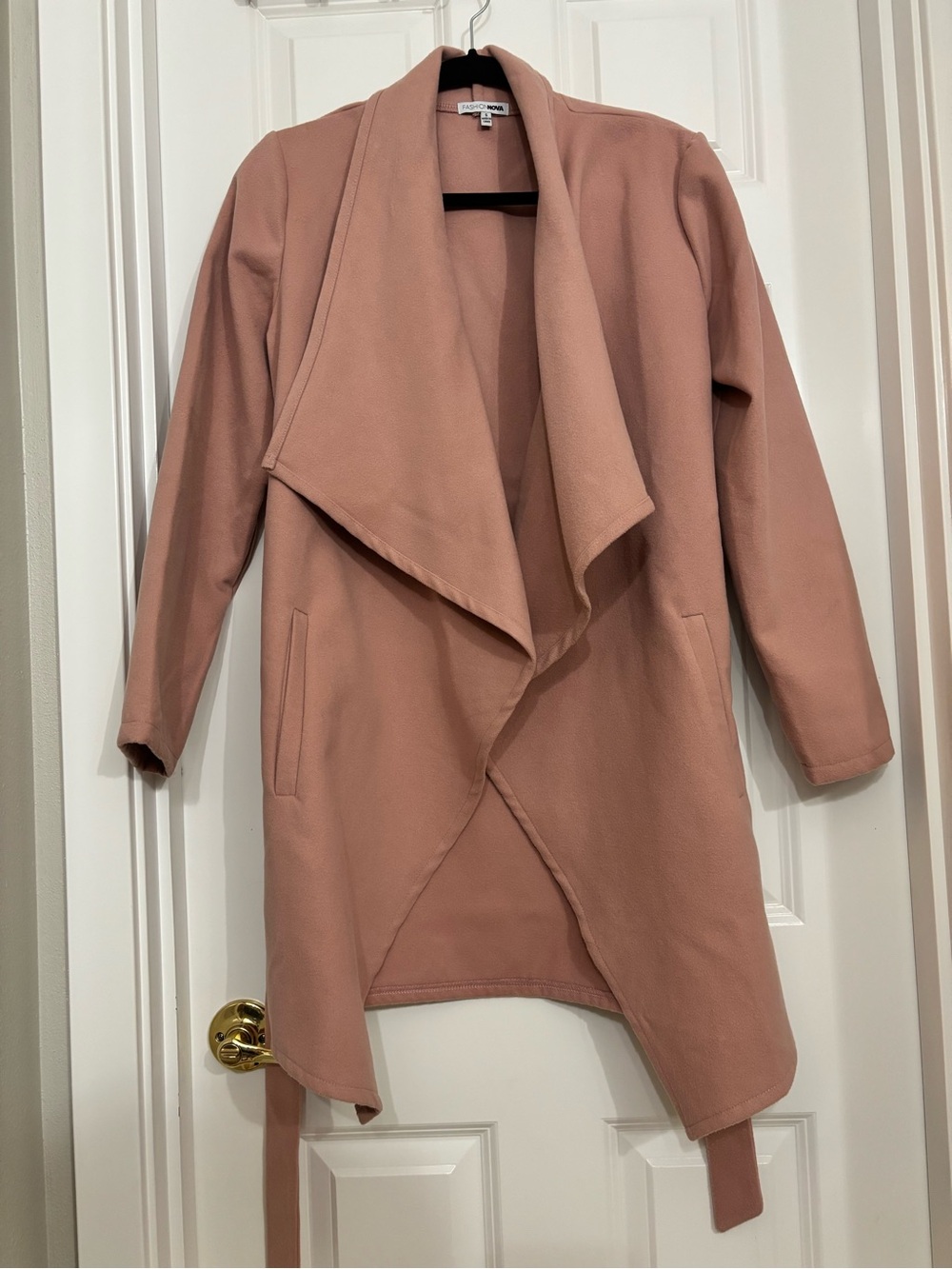 Fashion Nova Rose Mauve Open Drape Trench Coat